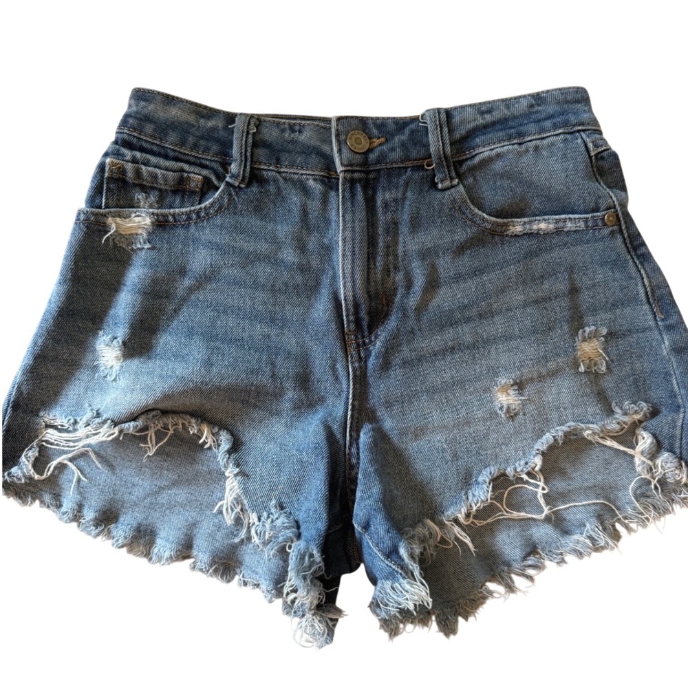 Sincerely Jules Distressed Denim Cut‎ Off Shorts Medium Wash Blue Size 1/25
